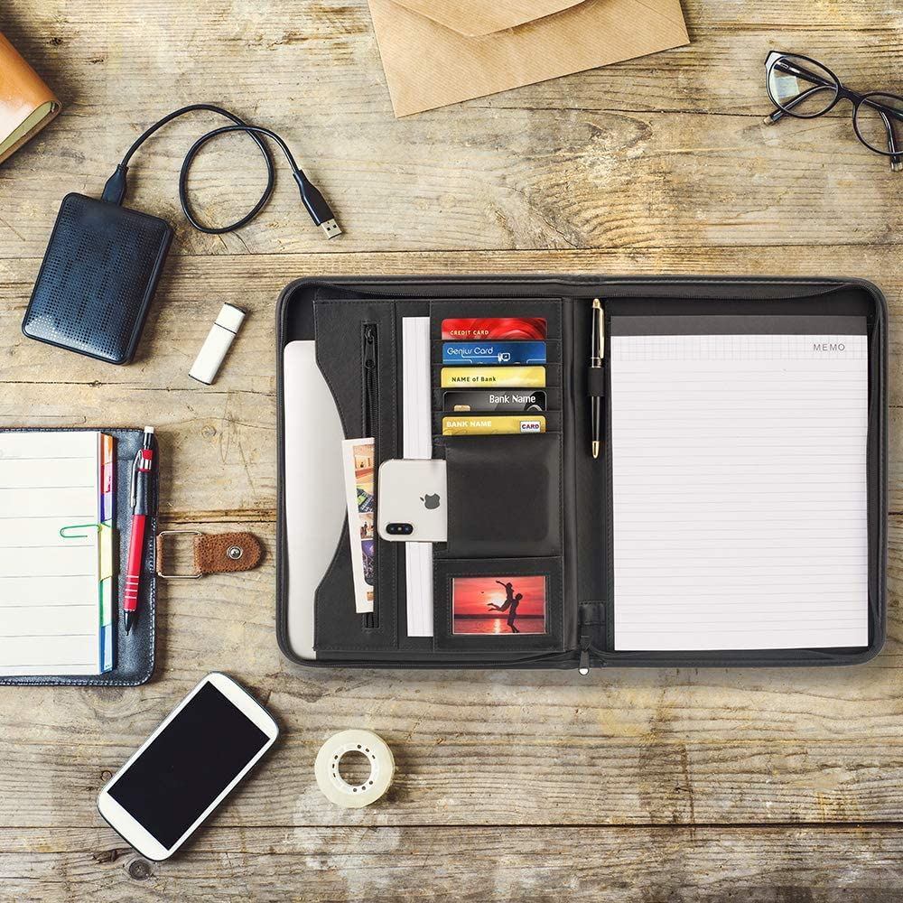 PU Leather Padfolio Zip Compendium